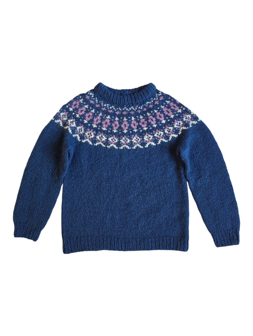 Women’s Hand Knit Wool Sweater Nordic Icelandic Style Lopapeysa Fair Isle  M / L
